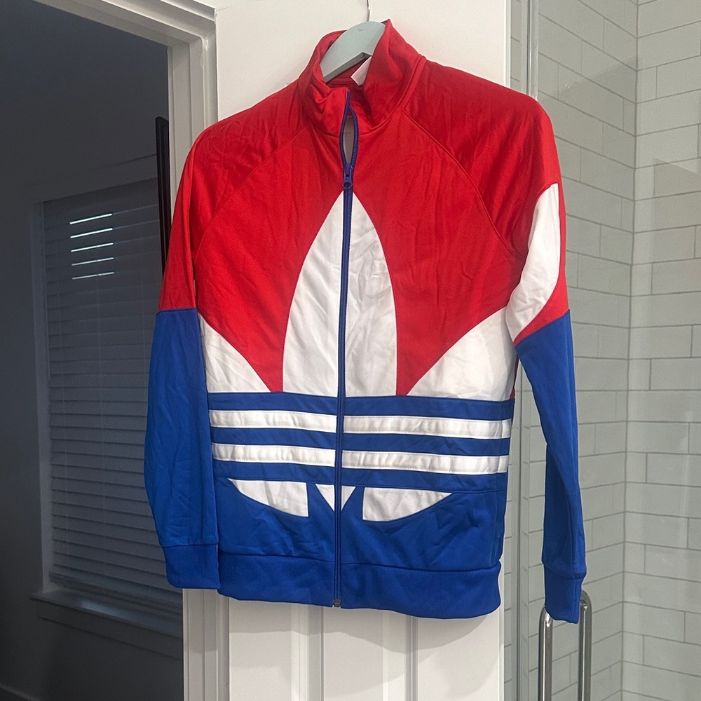 Adidas Men's Red, White, and Blue Lightweight Jacket
